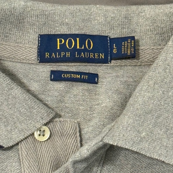 Polo Ralph Lauren Men's Custom Fit Gray Polo Shirt Big Pony Number 3 - Picture 2 of 6